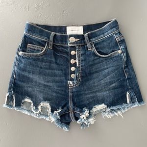 Current/Elliott High Waisted Button Fly Denim Shorts Size 24